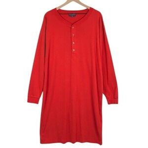 VTG White Mountain Traders Henley Sleep Shirt Nightgown Men's XL Red Long Sleeve